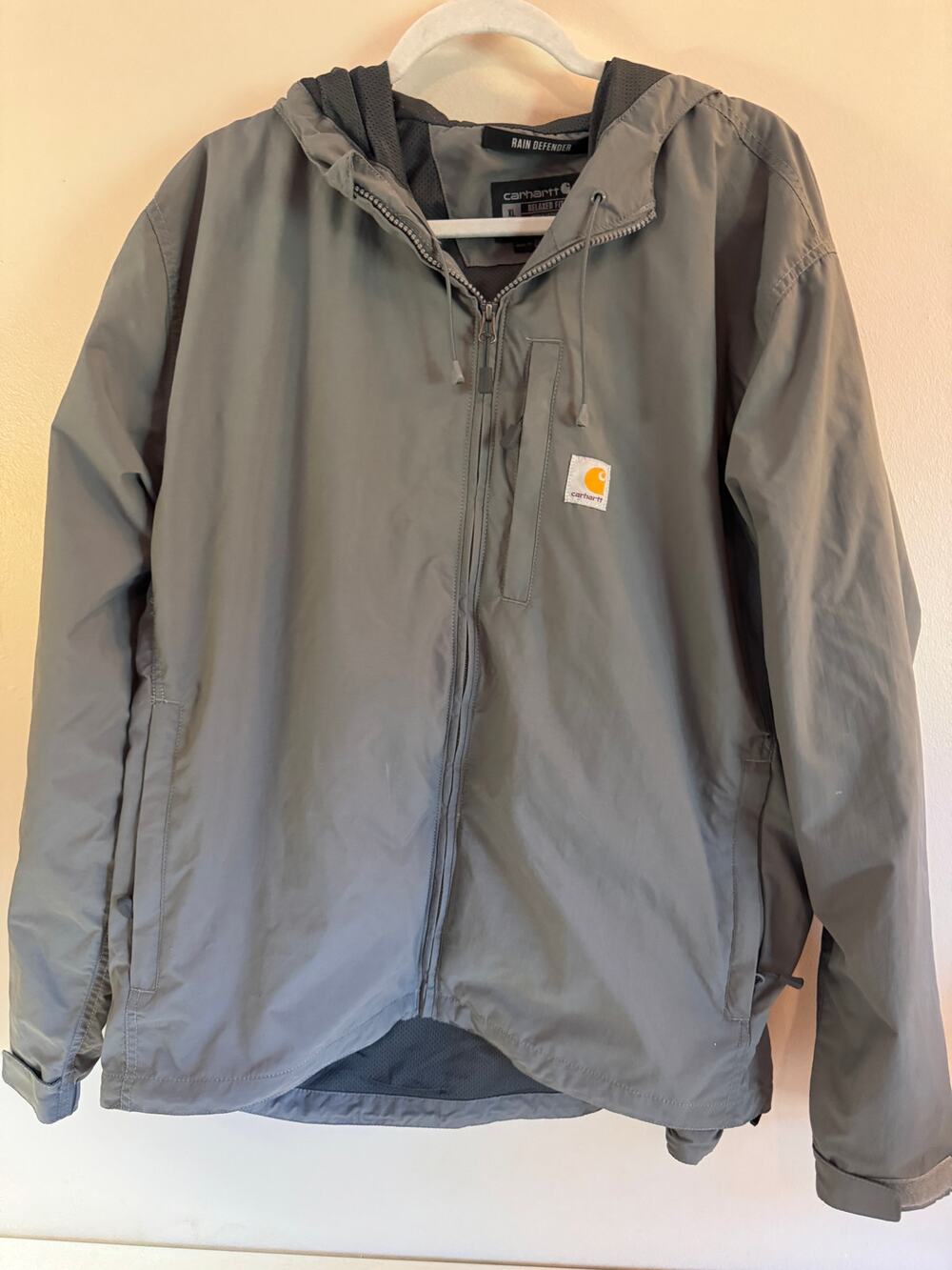 Carhartt Rain Defender Men’s XL Relaxed Fit Hooded Jacket Gray 104671